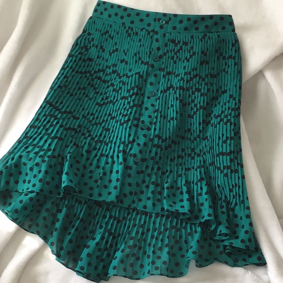 BCBGeneration Polka Dot Pleated Hi-low Skirt XXS - Picture 1 of 6